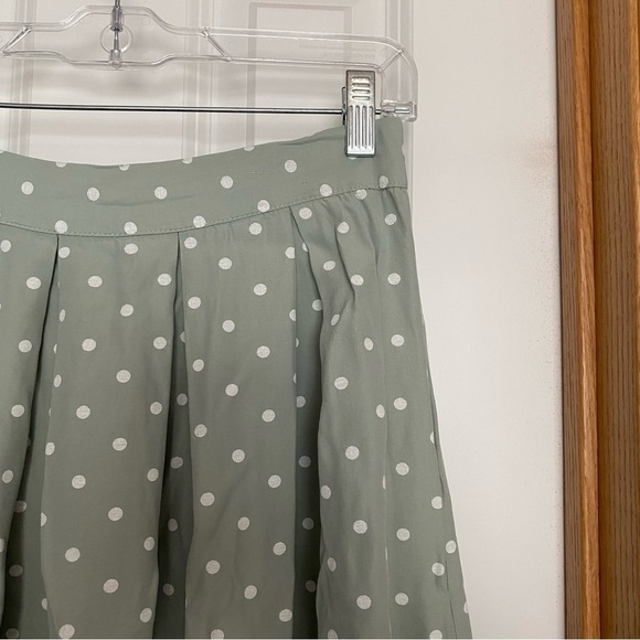 Vintage Elastic Waist Sage Green Polka Dot Skirt Size Petite Large - Picture 2 of 6